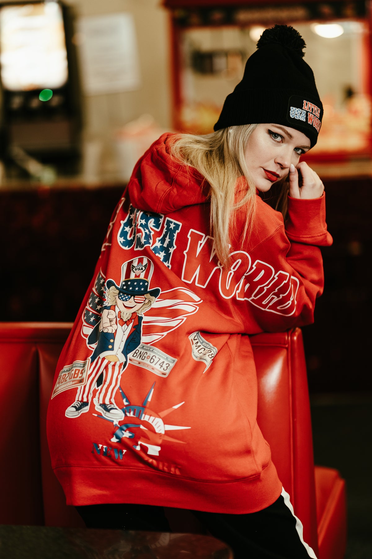 Hoodie "Little USA World" Red
