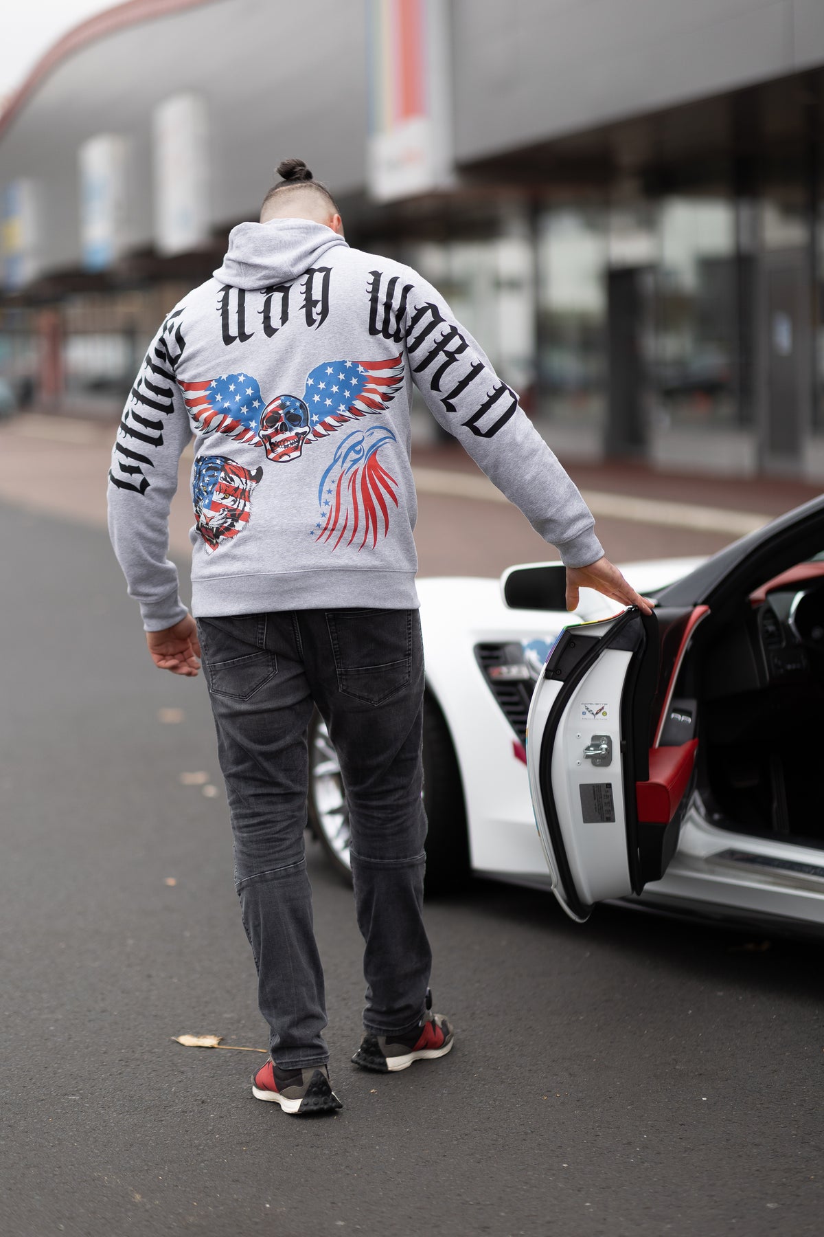 Hoodie "Little USA World" Grey UNISEX