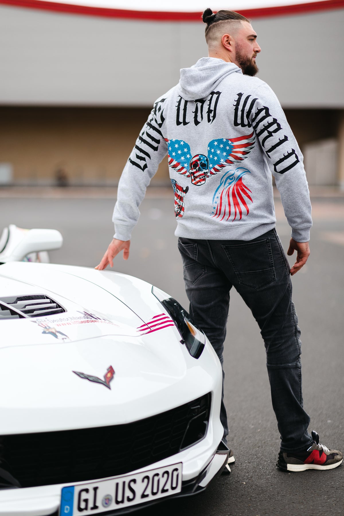 Hoodie "Little USA World" Grey UNISEX