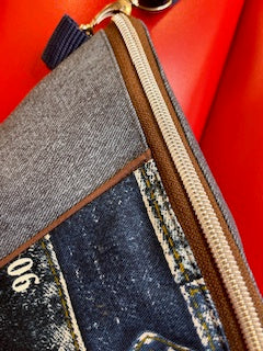 CrossBody Bag braun/blau "New York City " Handmade in Hessen, stark limitiert