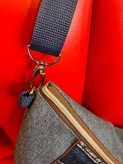 CrossBody Bag braun/blau "New York City " Handmade in Hessen, stark limitiert