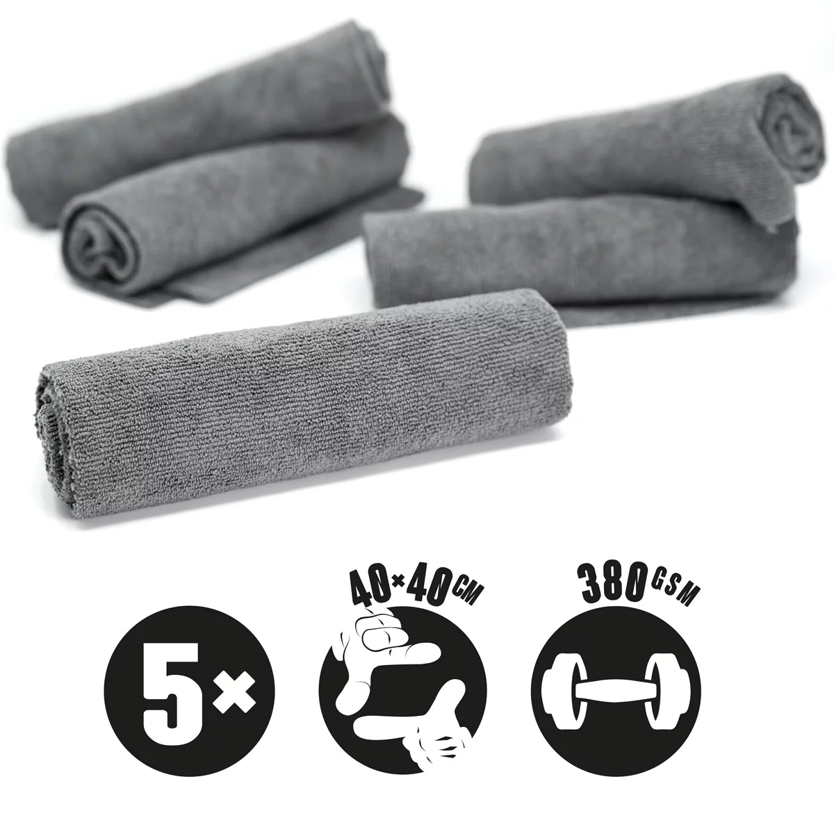 Nuke Guys - Asphaltliebe 5er Pack Allzweck Mikrofasertuch, grau, 40x40cm, 380 GSM