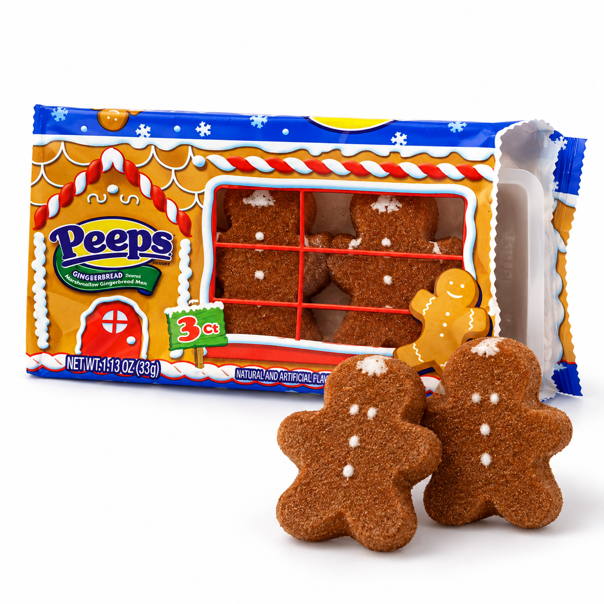 Peeps Gingerbread Men – Marshmallows mit Lebkuchengeschmack, 3 Stück 33 g