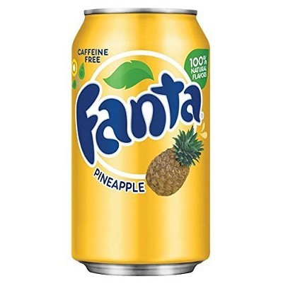 Fanta Pineapple Soda Fruit Flavored Soft Drink 12 fl oz / Mhd 12.9.22