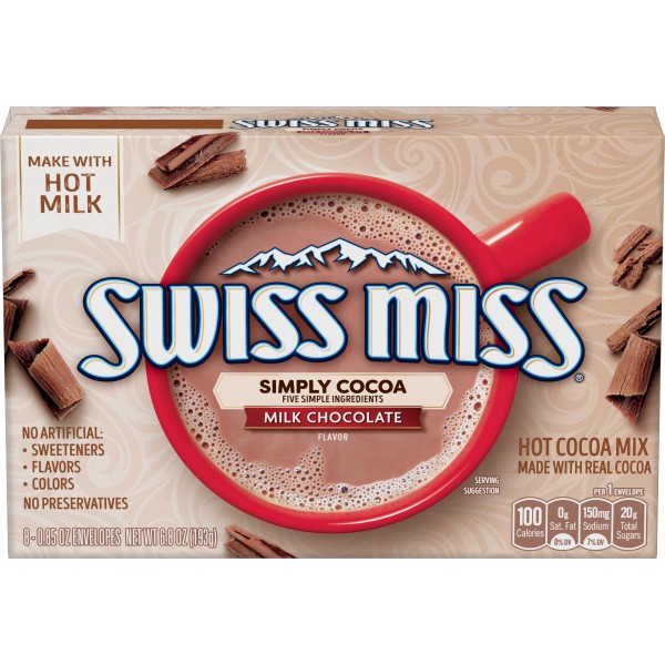 swiss miss simply cocoa milk chocolate 6.8 oz, MHD 9.3.23