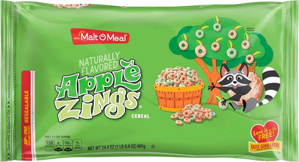 Malt-O-Meal Apple Zings Frühstückscerealien GROßER BEUTEL 692g – Apfel-Zimt Knusperflakes